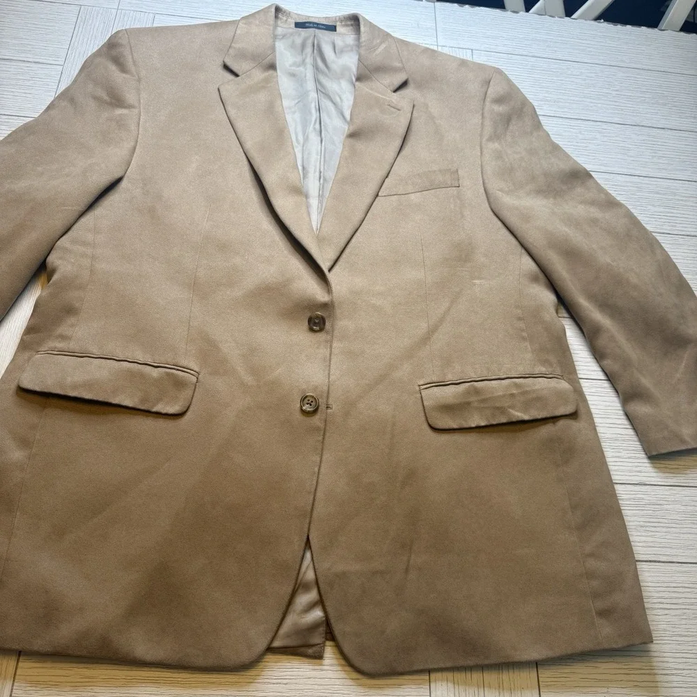 Chaps Ralph Lauren Blazer Sport Jacket Mens‎ 44R Tan Faux Suede